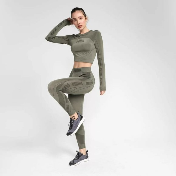 NWT PUMA Evostripe Evoknit 7/8 Seamless Tights Leggings XS Grape Leaf - Picture 4 of 12